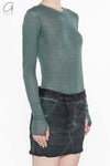BORIS BIDJAN SABERI WLS1 series women's cotton cashmere long-sleeved T-shirt BBS-WLS1.MID FTT00001-HZ seaweed